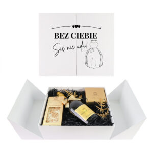 _0039_prosecco wedding box bez ciebie ona 2 Personalizowany Wedding Box z Prośbą o Świadkowanie dla Niej z Prosecco Soffio