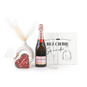 _0064_moet rose wedding box bez ciebie ona 1 Personalizowany Wedding Box z prośbą o świadkowanie dla niej z Szampanem Moet&Chandon