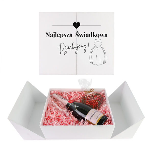 Personalizowany Wedding Box z podziękowaniami dla Najlepszej Świadkowej z Szampanem Moet&Chandon