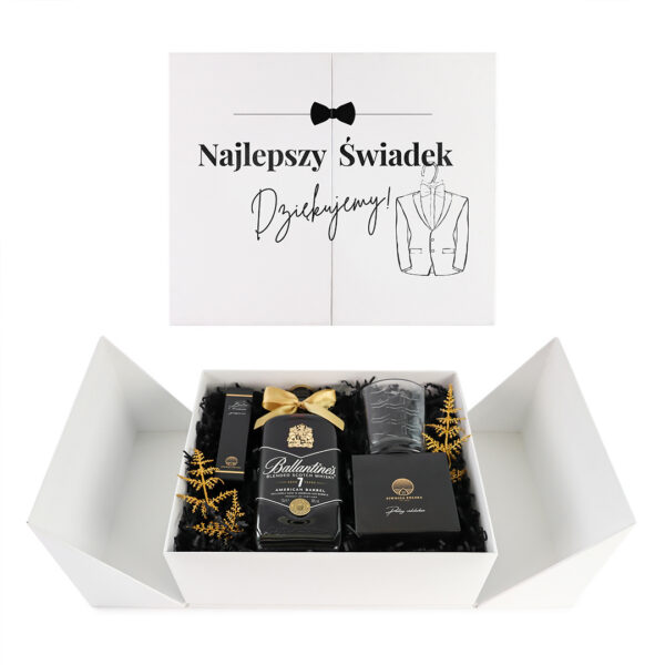 Personalizowany Wedding Box z podziękowaniami dla Najlepszego Świadka z Whisky Ballantine’s 7YO