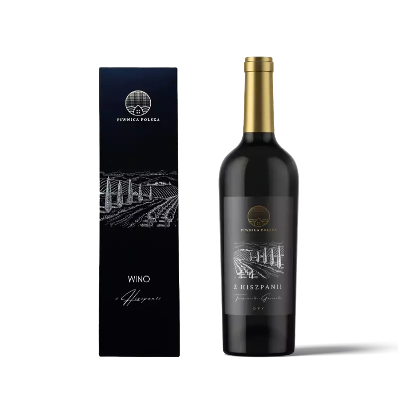 Piwnica Polska Z Hiszpanii tempranillo-garnacha 0,75l w świątecznym kartoniku prezentowym