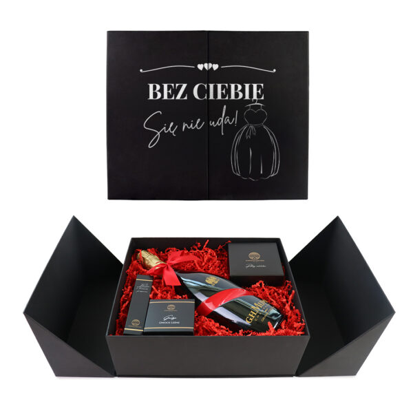 Personalizowany Wedding Box z prośbą o świadkowanie dla niej z Szampanem G.H. Mumm