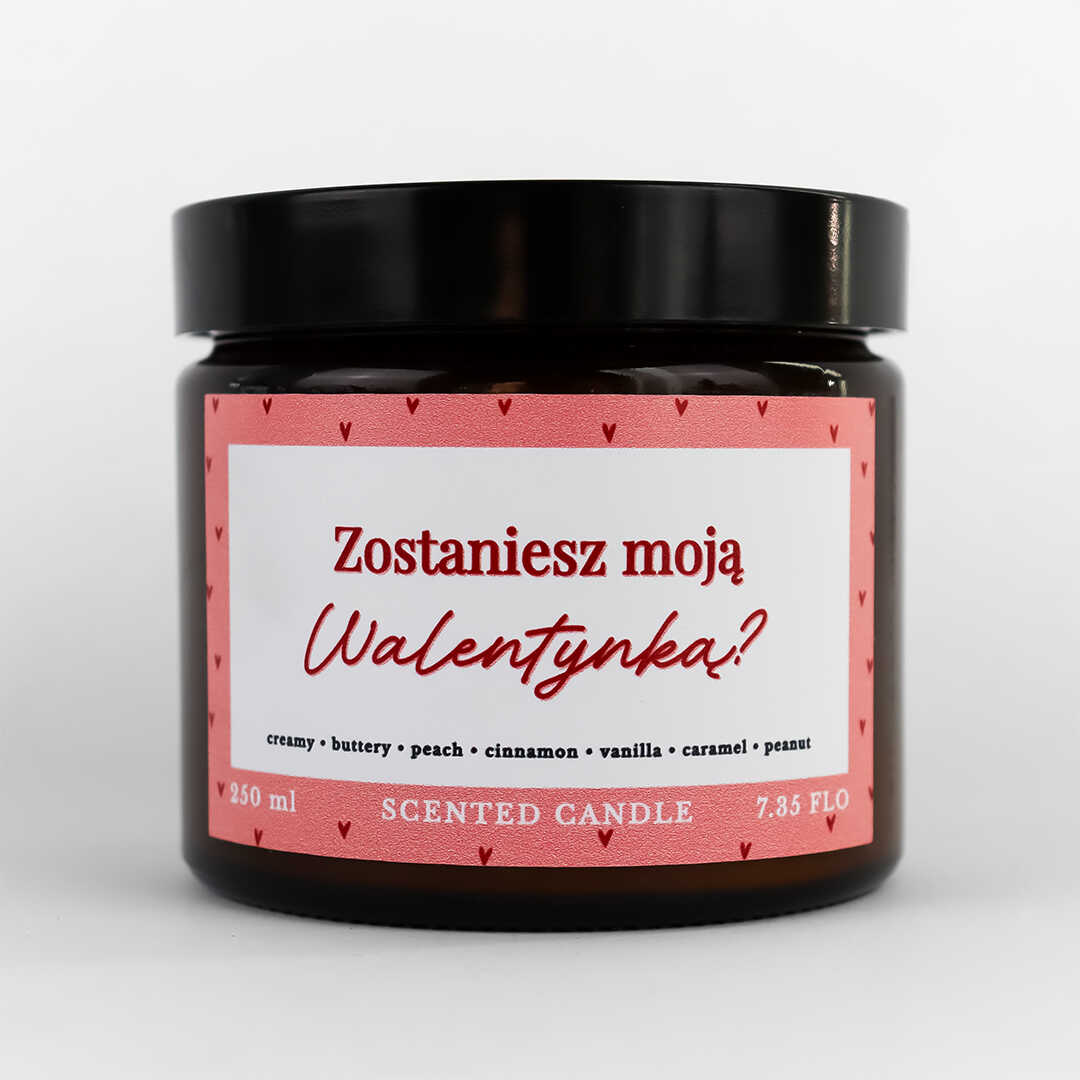 ŚWIECZKA SOJOWA BOURBON VANILA&NUTS “ZOSTANIESZ MOJĄ WALENTYNKĄ?” 250ML