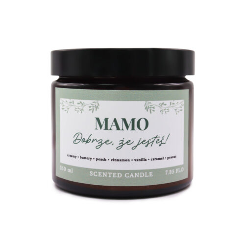 świeczka dzień mamy 2 Świeca Sojowa Bourbon Vanilla&Nuts “Mamo Dobrze, że jesteś” 250ml